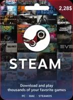 Пополнение кошелька Steam на 2,28 USD / Gift Card 2,28 $ Global (Глобальный ключ активации) / не подходит для России, Китая, Кореи, Бразилии, Таиланда