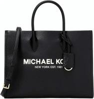 Сумка - тоут MICHAEL KORS черного цвета с белым логотипом