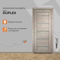 Дверь межкомнатная Velldoris DUPLEX стекло мателюкс, экошпон, цвет капучино 800*2000, комплект: полотно, коробочный брус, наличники