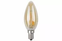 Лампа светодиодная Эра F-LED B35-5W-827-E14 gold (филамент, свеча золот., 5Вт, тепл, E14)