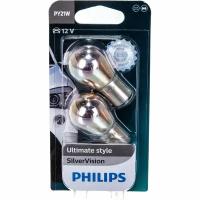 PHILIPS Автолампа PY21W BAU15s+30% SILVER VISION, 2шт 12V,1,10 12496SVB2