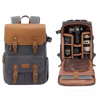 Профессиональный многофункциональный рюкзак-портфель-сумка MyPads для зеркального фотоаппарата Canon, Nikon, Sony, Fujifilm плотная натуральная кож