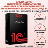 1С: Альфа-Авто: Автосервис+Автозапчасти. Комплект для 5 пользователей (программная защита) Корп, ред. 6 + 3 часа работ программиста, коробочная версия