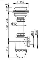 Сифон AlcaPlast A446-DN50/40 для кухонной мойки