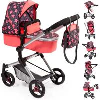 Детская коляска для кукол Combi Dolls Pram Neo Vario коралловая со звездочками