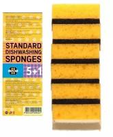 Meule STANDARD Dishwashing sponges 5+1 Губки прямоугольные из крупнопористого поролона с абразивной