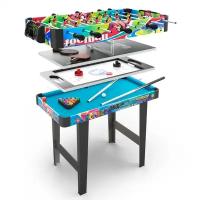 Игровой стол Unix Line Трансформер 4 в 1 (бильярд, футбол, аэрохоккей, настольный теннис) - 86х43 cм