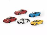 Набор WELLY 1:43, Lamborghini Gallardo LP560-4, Porsche 911 Carrera S, Audi R8 Coupe, Mercedes-Benz SLS AMG, Jaguar XKR-S, 5 шт