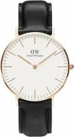 Часы наручные кварцевые женские Daniel Wellington DW00100036 на кожаном ремешке черного цвета