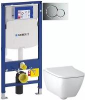 Комплект подвесной унитаз Geberit Smyle Square 500.683.01.1 + система инсталляции Geberit 111.300.00.5 + 115.770.21.5 + 111.815.00.1