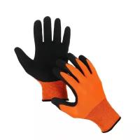 Черно-оранжевые нейлоновые перчатки с латексным полуобливом (размер 10) (черный с оранжевым)