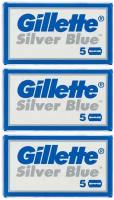 Gillette Silver Blue двусторонние лезвия для Т-образного станка для бритья, 15 шт