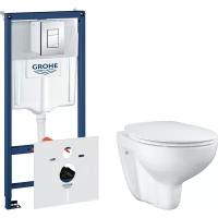 Комплект унитаза Grohe Bau Ceramic Bundle Rapid SL с инсталляцией, сиденьем микролифт, клавишей хром (39351000, 38775001)