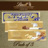 Шоколад Lindt SWISS PREMIUM набор 3х300гр: тёмный, молочный, белый с миндалём