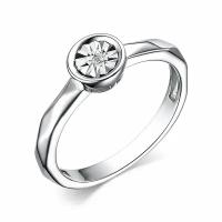 Серебряное кольцо алькор 01-3729/000Б-00 с бриллиантом, Серебро 925°, 19,5