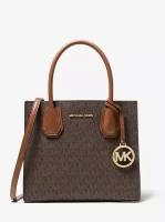 Сумка Michael Kors коричневого цвета в монограмму с двумя отделениями