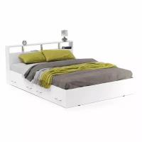 Кровать Арина 1400 с выдвижными ящиками, Белый. Ориноко