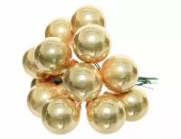 Гроздь стеклянных эмалевых шариков на проволоке, 12 шаров по 25 мм, цвет: ванильный, Kaemingk