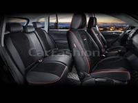 Комплект каркасных чехлов CarFashion SENATOR PLUS, черные, отстрочка красная