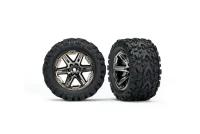 Колеса, диски, резина TRAXXAS запчасти Tires & wheels, assembled, glued (2.8") (RXT black chrome wheels, Talon Extreme tires