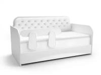 "Тридевятое Царство" - кровать "Классик", цвет белоснежный со стразами, 180х90см., с бельевым ящиком с мягким фасадом