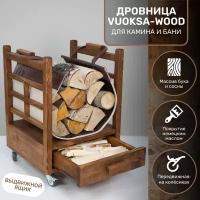 Дровница домашняя поленница из дерева для камина VUOKSA-WOOD дровник на колёсиках "Суоярви"