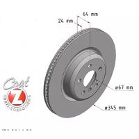 ZIMMERMANN 150.2946.20 диск тормозной задн. 345x24 / 64-5x112 \ BMW (БМВ) f01 / f07 / f10 / f11 2.0-3.0i / d (Комплект 2 штуки)