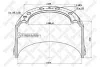 85-00060-SX_барабан тормозной!414x220/229 H=278 d=281/335 n10x25+2xM14+2x13 \RVI AE Magnum STELLOX 8500060SX | цена за 1 шт