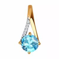 Золотая подвеска DIAMANT-ONLINE 304492 с топазом и фианитом, Золото 585°