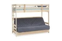 Двухъярусная кровать Боровичи-Мебель Массив с диван-кроватью; ПББ; велюр серый / натуральный 96x197x170 см