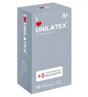 Презервативы с точками Unilatex Dotted - 12 шт. + 3 шт. в подарок (цвет не указан)