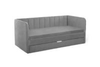 Futuka Kids Диван-кровать Crecker Newtone с ящиком для белья (дополнительным спальным местом), цвет серый, 200x90 см