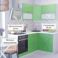Угловая кухня Ксения МДФ, 1,4х2,0 м. Олива глянец