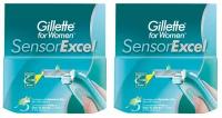 Gillette Сменные кассеты для бритвы Sensor Excel for Women, 5 шт/уп, 2 уп