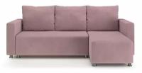 Угловой диван-кровать PUSHE раскладной Каир Lux 2, универсальный угол, велюр, розовый Balance 312