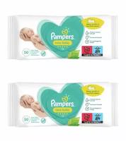 Pampers Влажные салфетки для новорожденных New Baby, 50 шт, 2 упаковки /