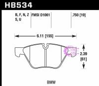 Колодки тормозные HB534N.750 HAWK HP Plus передние BMW 120, 125, 130, 318, 320, 325, 330, 525, 530