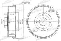 PATRON PDR1066 Барабан тормозной задн FORD: MONDEO I 93-96, MONDEO I седан 93-96, MONDEO I универсал 93-96, MONDEO II 96-00, MONDEO II седан 96-00, MONDEO II ун