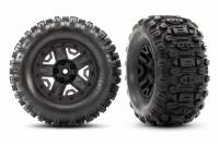 Аксессуары TRAXXAS запчасти Tires & wheels, assembled, glued (black 2.8" wheels, Sledgehammer™ tires, foam inserts) (2) (TSM® rated)