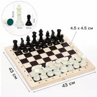 Шахматы гроссмейстерские, доска 43 х 43 см, фигуры пластик, король h-10.5 см, пешка h 5 см