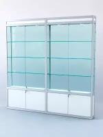 Витрина "прямоугольная" №1-2м-200-2 (задняя стенка - стекло), Белый 200 x 20 x 200 см