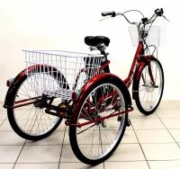 Трехколесный электровелосипед для взрослых Izh-Bike (Иж-Байк) Фермер 24" Красный металлик