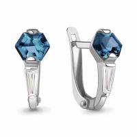 Серебряные серьги Aquamarine А4963893 с фианитом и Лондон топазом, Серебро 925°