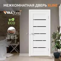 Дверь межкомнатная VellDoris XLINE 15, белый эмалит, 700x2000, LR, стекло лакобель черное, без врезки замка и петель