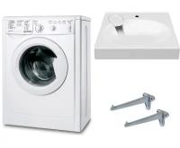 Стиральная машина Indesit IWUB 4105 и раковина Liguria/Паола Лигурия 50 над стиральной машиной