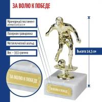 Подарки Статуэтка Футбол "За волю к победе " на мраморном постаменте (14,5 см)