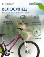 Подростковый велосипед Novatrack Jenny 24 Pro Disc, год 2023, цвет Красный, ростовка 14