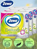 Туалетная бумага ZEWA Deluxe Ромашка, 12 рулонов, 3 слоя