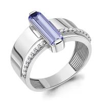 Серебряное кольцо Aquamarine А69725603А с фианитом и танзанитом, Серебро 925°, 20