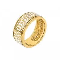 Позолоченное кольцо с эмалью от бренда Ювелия "Молитва Ангелу Хранителю" размер 19,0